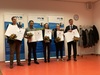 Landwirtschaftsmeister 2024 (v.l.n.r.): Marius Grothe, Andy Deenen, Katja Arnds, Maria Lehmann, Thomas Kessin, Lars Petersen konnte nicht an der Zeugnisübergabe teilnehmen.